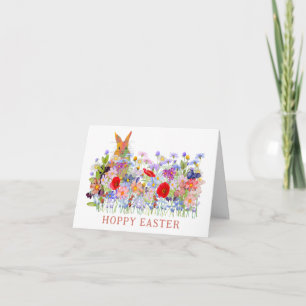 Hoppy Easter Schattige Bunny en Boho Wildflower Kaart