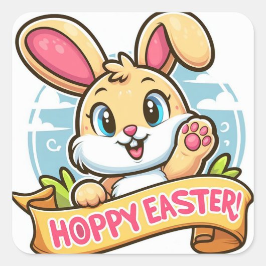 Hoppy Easter Vierkante Sticker (Voorkant)