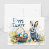 Hoppy Easter Waterverf Feestdagenkaart (Voorkant / Achterkant)