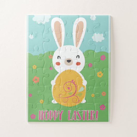 Hoppy Easter word pun cartoon bunny easter Legpuzzel (Verticaal)