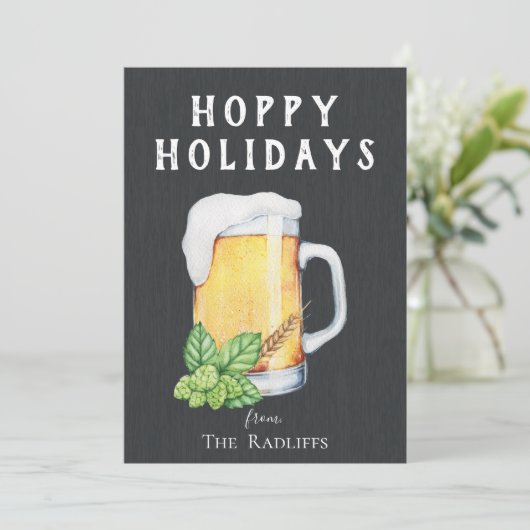 Hoppy Feestdagen Chalkboard Flat Holiday Card Feestdagenkaart (Staand voorkant)