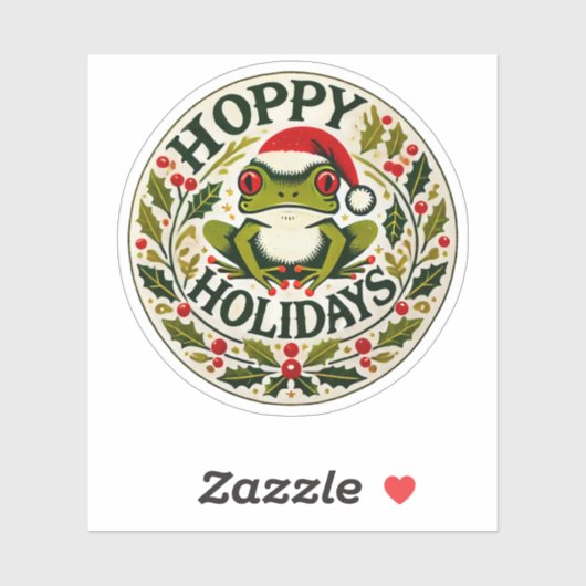 Hoppy Feestdagen Frog Christmas Sticker (Vel)