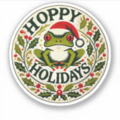 Hoppy Feestdagen Frog Christmas Sticker (Voorkant)