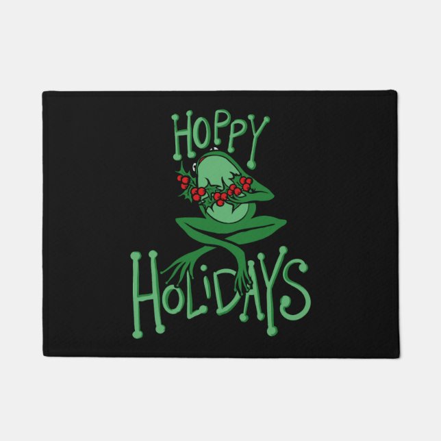 Hoppy Feestdagen Funny Christmas Frog Deurmat (Voorkant)