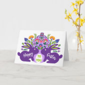 Hoppy Folklore Pâques sur vous Carte Postale Texte (Fleur jaune)