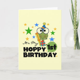 Hoppy Frog 1st Birthday T shirten en geschenken Kaart