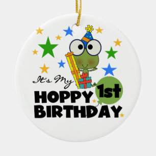 Hoppy Frog 1st Birthday T shirten en geschenken Keramisch Ornament