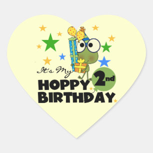 Hoppy Frog 2e verjaardag T-shirts en cadeautjes Hart Sticker
