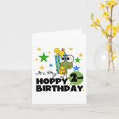 Hoppy Frog 2e verjaardag T-shirts en cadeautjes Kaart (Gele Bloem)