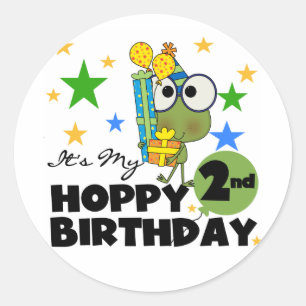 Hoppy Frog 2e verjaardag T-shirts en cadeautjes Ronde Sticker