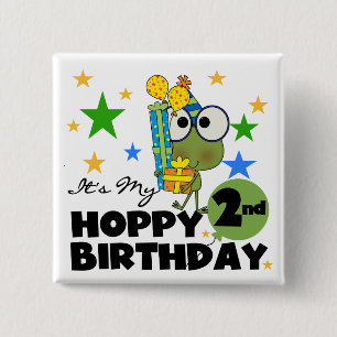 Hoppy Frog 2e verjaardag T-shirts en cadeautjes Vierkante Button 5,1 Cm