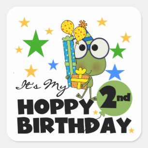 Hoppy Frog 2e verjaardag T-shirts en cadeautjes Vierkante Sticker