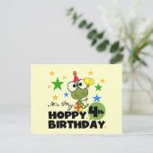 Hoppy Frog 4th Birthday T-shirts en geschenken Briefkaart (Staand voorkant)