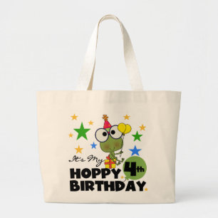 Hoppy Frog 4th Birthday T-shirts en geschenken Grote Tote Bag
