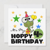 Hoppy Frog 4th Birthday T-shirts en geschenken Kaart (Voorkant)