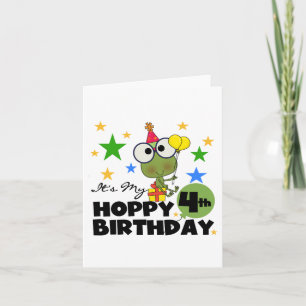 Hoppy Frog 4th Birthday T-shirts en geschenken Kaart