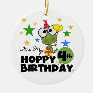 Hoppy Frog 4th Birthday T-shirts en geschenken Keramisch Ornament