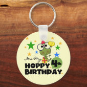 Hoppy Frog 4th Birthday T-shirts en geschenken Sleutelhanger (Voorkant)