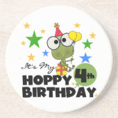 Hoppy Frog 4th Birthday T-shirts en geschenken Zandsteen Onderzetter (Voorkant)