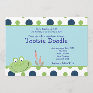 HOPPY FROG Froggy Baby shower Invitation Kaart