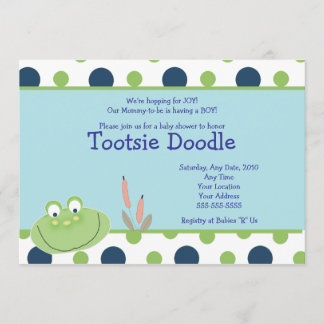 HOPPY FROG Froggy Baby shower Invitation Kaart