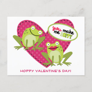 Hoppy Frog Pink Heart Valentijn Briefkaart