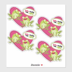 Hoppy Frog Pink Heart Valentijn Sticker