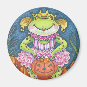 HOPPY HALLOWEEN BALLERINA PRINCESS FROG MAGNET Rnd