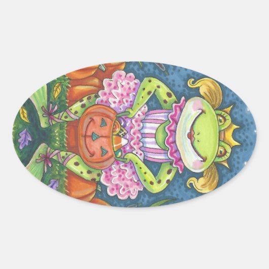 HOPPY HALLOWEWEEN FROG STICKERS SHEET Oval (Devant)