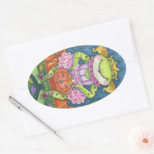 HOPPY HALLOWEWEEN FROG STICKERS SHEET Oval (Enveloppe)