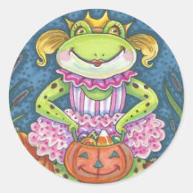 HOPPY HALLOWEWEEN FROG STICKERS SHEET Round