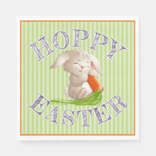 Hoppy Happy Paast Bunny Stripes Pattern Servetten