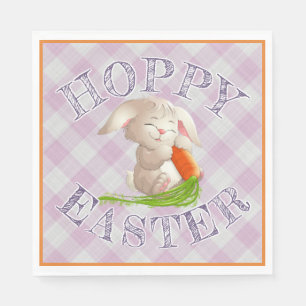 Hoppy Happy paaster Bunny Pink Gingham Pattern Servetten