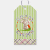 Hoppy Happy Paaster Bunny Stripes en Pset Pattern Cadeaulabel (Voorkant)