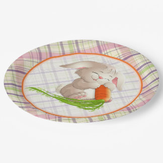 Hoppy Happy Paaster Bunny Stripes en Pset Pattern Papieren Bordje