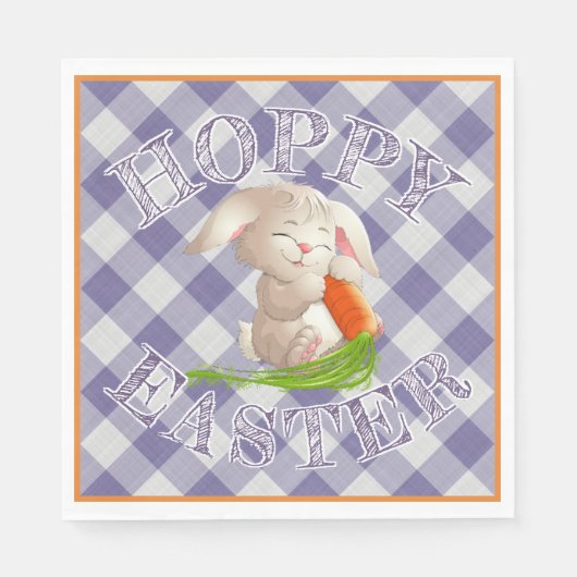 Hoppy Happy paaster Bunny Violet Gingham Pattern Servetten (Voorkant)