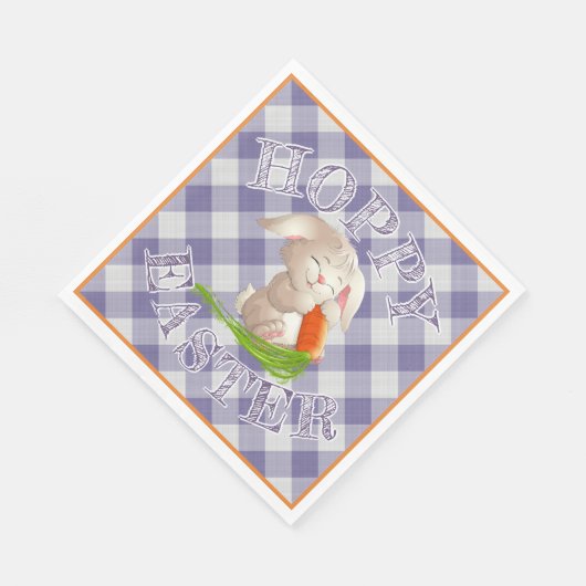 Hoppy Happy paaster Bunny Violet Gingham Pattern Servetten (Hoek)