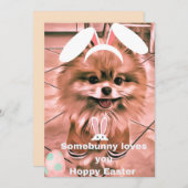 Hoppy Happy Pâques Carte de vacances Pomeranian (Devant / Derrière)