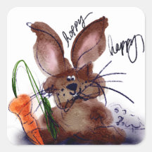 Hoppy Happy Pasen Waterverf Konijn Stickers