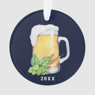 Hoppy Holiday Beer Mok Blauwe Kerstmis Ornament
