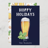 Hoppy Holidays Bierglas Plat Blauw Kerstkaart (Voorkant / Achterkant)