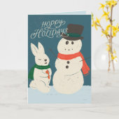Hoppy Holidays Bunny & Snowman Carte de voeux (Fleur jaune)