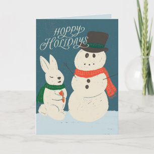Hoppy Holidays Bunny & Snowman Carte de voeux