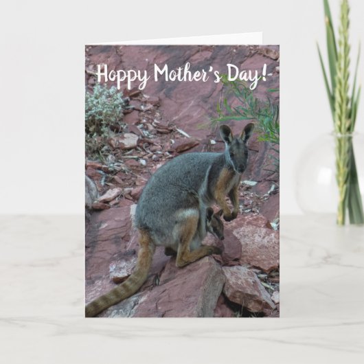 Hoppy Moederdag Wallaby en Joey Kaart (Voorkant)