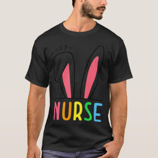 Hoppy Nurse Bunny Cute Funny Paasdag voor mannen T-shirt