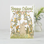 Hoppy Ostara Wenskaart 🐇 Kaart (Staand voorkant)