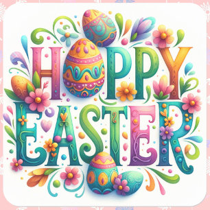 Hoppy Paaseieren Kleurrijk Blad van Stickers