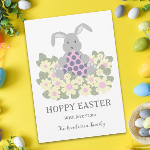 Hoppy paashaas bloemig feestdagenkaart