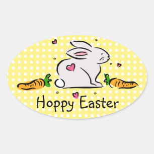 Hoppy paashaas met wortels ovale sticker