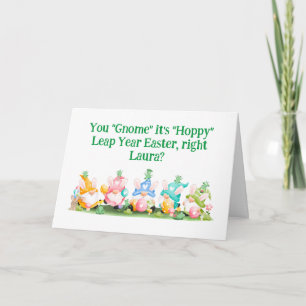 "Hoppy" schrikkeljaar Pasen kabouters konijntjes k Kaart
